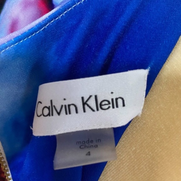 Calvin Klein Blue Bold Floral Sleeveless Dress - Picture 12 of 13